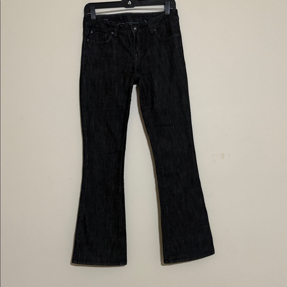 Buffalo felow Women Black stretch mid rise Flared Jeans 28 western festival Y2K